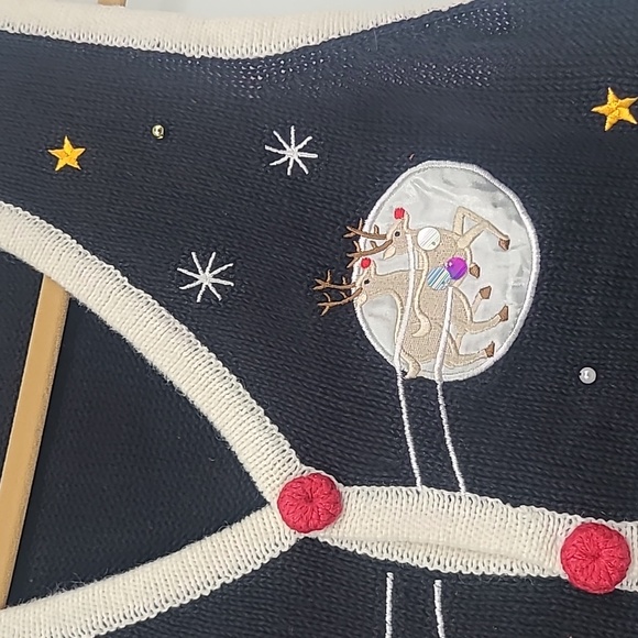 Grannycore Holiday editions knit Christmas sweater vest large Santa - Picture 5 of 8